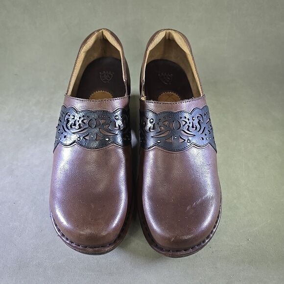 Ariat Shoes Womens Size 10B Leather Slip On Comfort Clog Floral 20838 - Picture 3 of 11